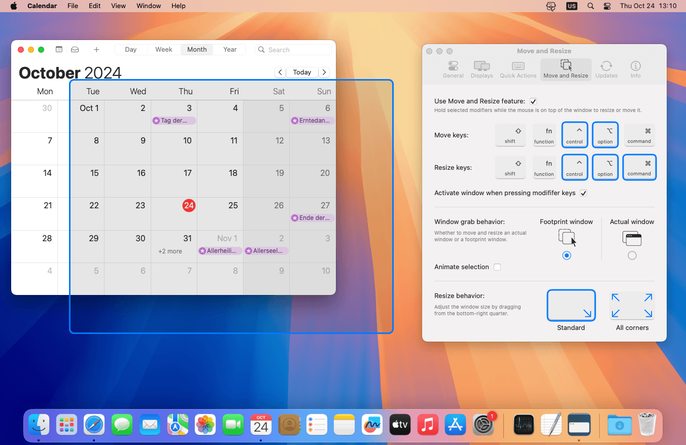 Move and resize feature in action